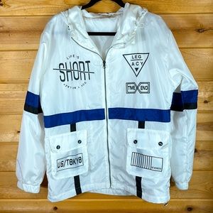 Life is Short Don't Be Lazy Mens Windbreaker Full Zip  w/ Hood SZ Medium